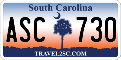 SC license plate ASC730