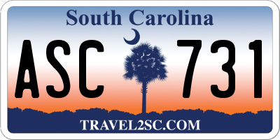 SC license plate ASC731