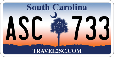 SC license plate ASC733