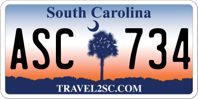 SC license plate ASC734