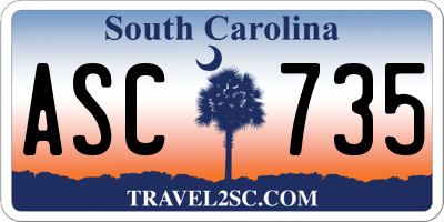 SC license plate ASC735