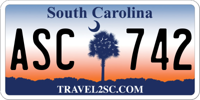 SC license plate ASC742