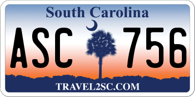 SC license plate ASC756