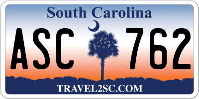 SC license plate ASC762