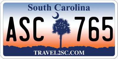 SC license plate ASC765