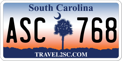SC license plate ASC768