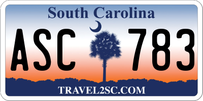 SC license plate ASC783