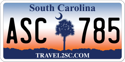 SC license plate ASC785
