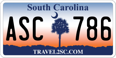 SC license plate ASC786