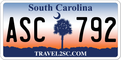 SC license plate ASC792