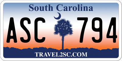 SC license plate ASC794