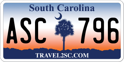 SC license plate ASC796