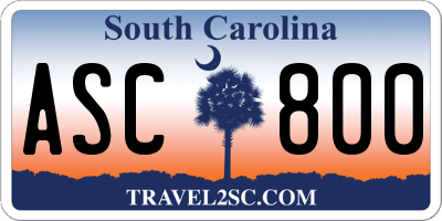 SC license plate ASC800