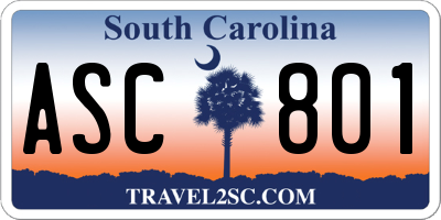 SC license plate ASC801
