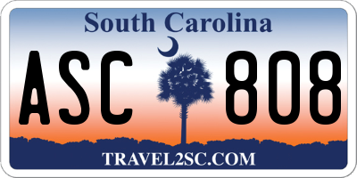 SC license plate ASC808