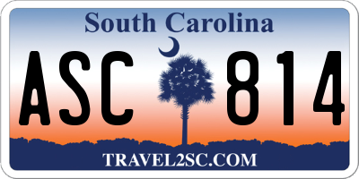 SC license plate ASC814