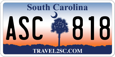SC license plate ASC818