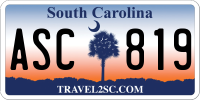 SC license plate ASC819