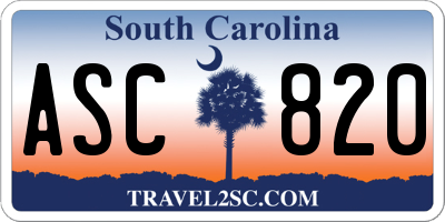 SC license plate ASC820