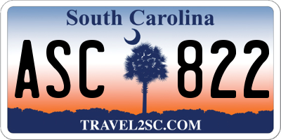 SC license plate ASC822