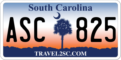 SC license plate ASC825