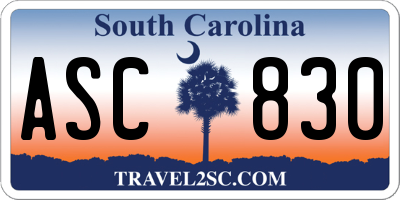 SC license plate ASC830