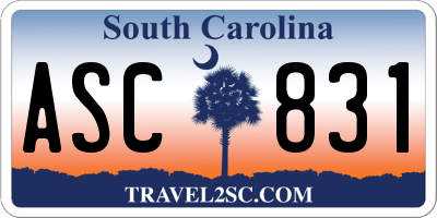 SC license plate ASC831
