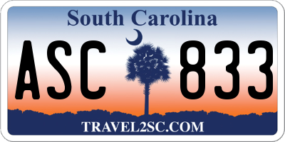 SC license plate ASC833