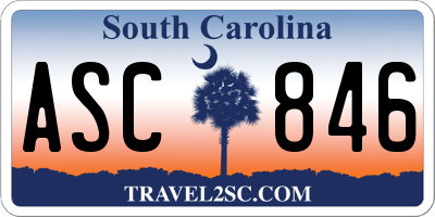 SC license plate ASC846