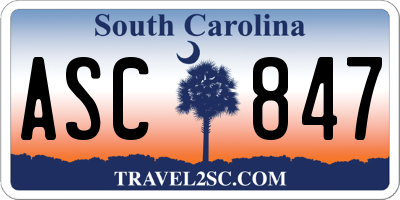 SC license plate ASC847