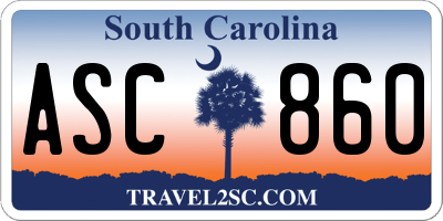 SC license plate ASC860