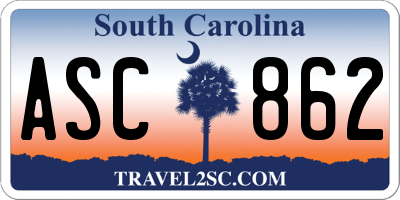SC license plate ASC862