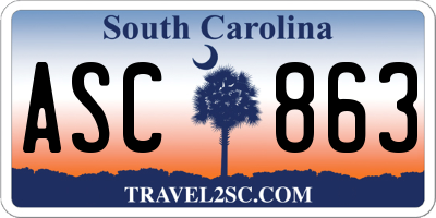 SC license plate ASC863