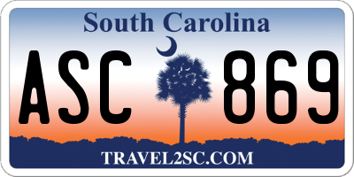 SC license plate ASC869