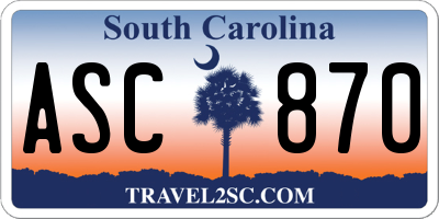 SC license plate ASC870