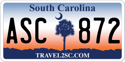 SC license plate ASC872