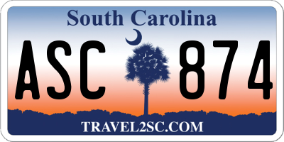 SC license plate ASC874