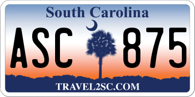 SC license plate ASC875