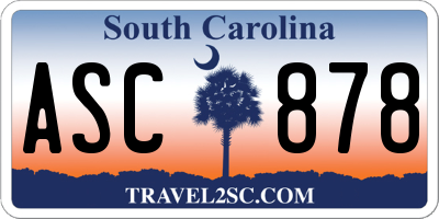 SC license plate ASC878