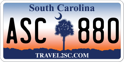 SC license plate ASC880