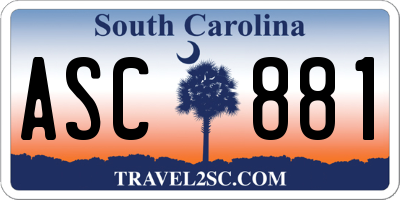 SC license plate ASC881