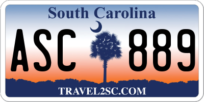 SC license plate ASC889