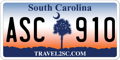 SC license plate ASC910