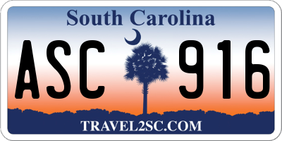SC license plate ASC916