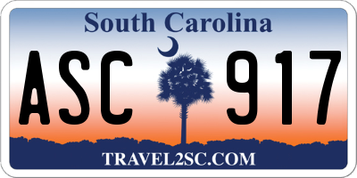 SC license plate ASC917