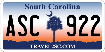 SC license plate ASC922