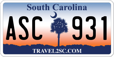 SC license plate ASC931