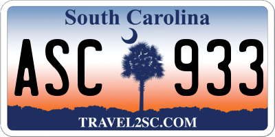 SC license plate ASC933