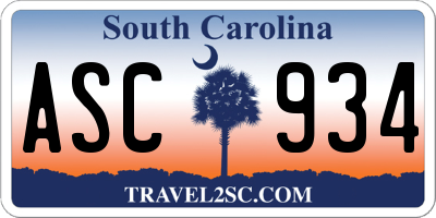 SC license plate ASC934