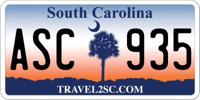 SC license plate ASC935